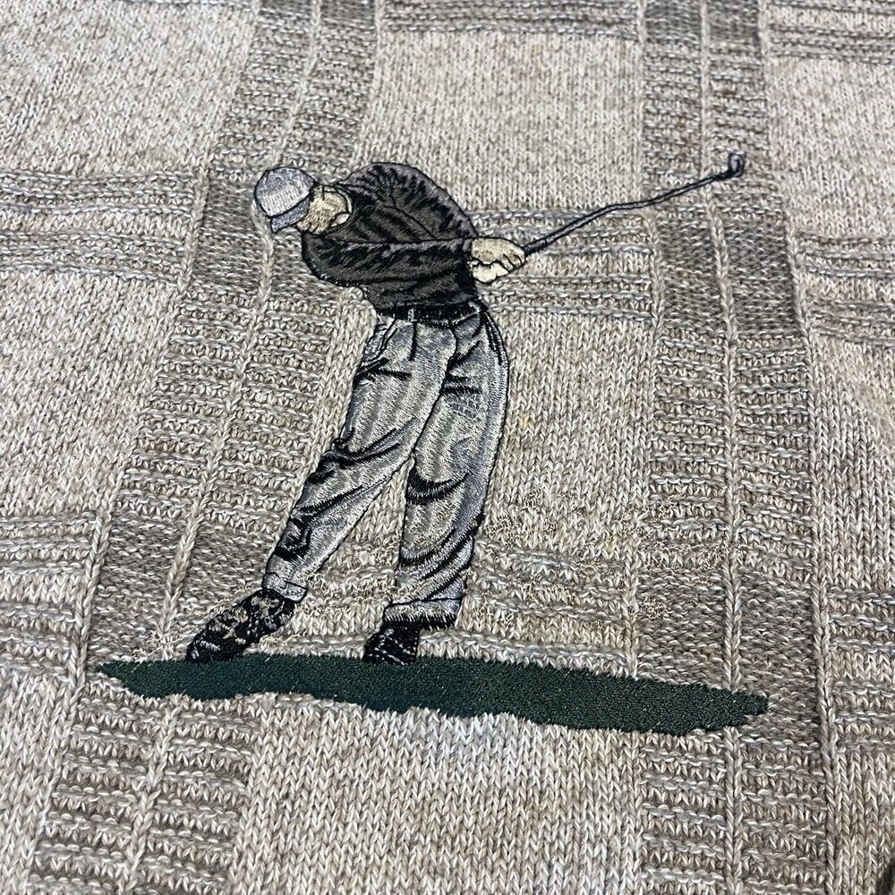 Scottish Isle Bernette Knit Sweater Mens Medium Embroidered Golf Grandpa Vintage - Picture 3 of 9